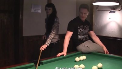 Russian raven-haired undresses and enjoys young studs touching and makeout her small boobs 'cuz this babe lost the pool game. Now there's some other